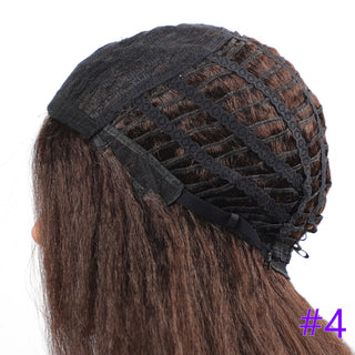 Long Kinky Straight Synthetic Wigs for Black Women Black Brown Blonde Ginger Red White Hair Afro Wigs Synthetic STW Hair Wigs ALODIA STORE