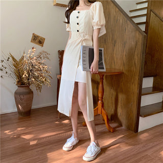 French Elegant Dress Women 2020 Autumn Casual Gothic Square Collar Puff Sleeve Chic Vintage Party Dress One-Piece Dress Korean ALODIA STORE