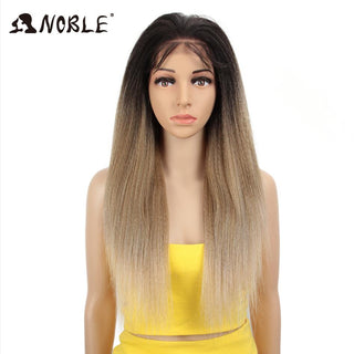 Noble Synthetic Lace Front Wig Long Kinky Straight Baby Hair 26 Inch Wigs For Black Women 0mbre wig Lace Front Synthetic Wigs ALODIA STORE