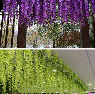 12Pcs Wisteria Artificial Flower Rattan Wreath Arch Wedding Home Garden Office Decoration pendant Plant Wall Decoration ALODIA STORE