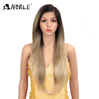 Noble Hair Synthetic Lace Front Wig Long straight 28 Inch Lace Wig Ombre Blonde Wig Heat Resistant Wigs For Women Lace Front Wig ALODIA STORE