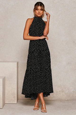 Summer Long Dress Polka Dot Casual Dresses Black Sexy Halter Strapless New 2023 ALODIA STORE