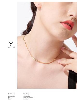 Yhpup Charm New Geometric Snake Chain Necklace Trendy Stainless Steel Jewelry Golden Metal Texture брелок Women Waterproof Gift ALODIA STORE
