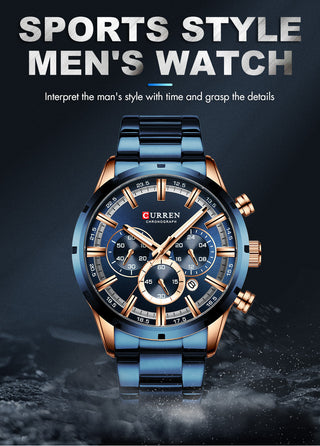 CURREN Men Watch Top Brand Luxury Sports Quartz Mens Watches Full Steel Waterproof Chronograph Wristwatch Men Relogio Masculino ALODIA STORE