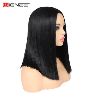 Wignee Straight Short Hair Synthetic Wigs For Women Heat Resistant Ombre Daily Soft Hair Glueless Daily Fiber Wigs Red Hair ALODIA STORE