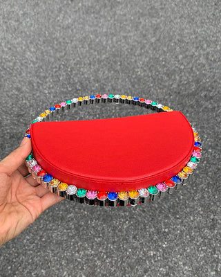 Luxury Colored Diamond Half Moon Women Purses and Handbags Evening Bag Serpentine Designer Party Clutch Bag Chic Wedding Bag ALODIA STORE