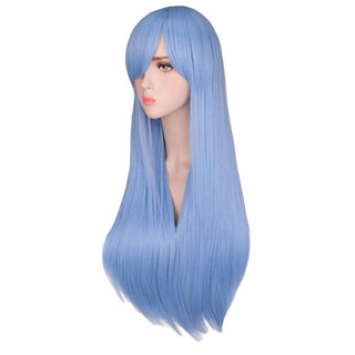 QQXCAIW Long Straight Cosplay Wig Black Purple Pink Blue Sliver Gray Blonde White Orange Brown Synthetic Hair Wigs ALODIA STORE