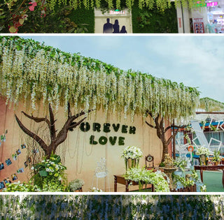 12Pcs Wisteria Artificial Flower Rattan Wreath Arch Wedding Home Garden Office Decoration pendant Plant Wall Decoration ALODIA STORE