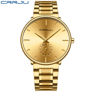 CRRJU Mens Watches Stainless Steel Men's Wrist Watch Casual Luxury Waterproof Sport Watch for Men Quartz Watch Relogio Masculino ALODIA STORE