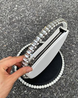 Luxury Colored Diamond Half Moon Women Purses and Handbags Evening Bag Serpentine Designer Party Clutch Bag Chic Wedding Bag ALODIA STORE