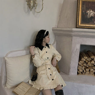 Vintage Elegant Dress Women Autumn Patchwork ALODIA STORE