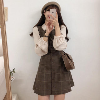 Plaid Button Shirt Dress ALODIA STORE