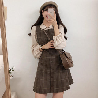 Plaid Button Shirt Dress ALODIA STORE