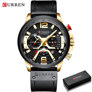CURREN Casual Sport Watches for Men Top Brand Luxury Military Leather Wrist Watch Man Clock Fashion Chronograph Wristwatch ALODIA STORE