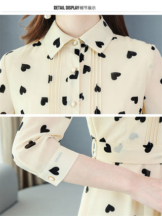 2023 Korean summer new stand-up collar seven-point sleeves temperament chiffon floral big swing dress women ALODIA STORE