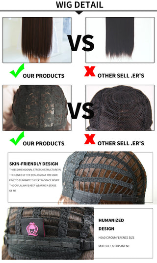 7JHH WIGS Short Bob Straight Ombre Blonde Wigs With Bang For Girl Black Female Synthetic Shoulder Length Crochet Hair Ginger Wig ALODIA STORE
