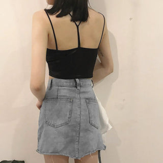 Summer Sexy Satin Beautiful Back Wrap Chest Crop Tops Women Cropped With Chest Padded Camisole ALODIA STORE