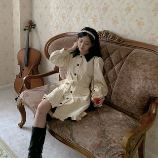 Vintage Elegant Dress Women Autumn Patchwork ALODIA STORE