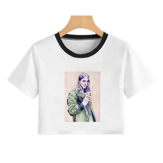 Summer Fashion Harajuku Sexy Tank Crop Top White Femme Clothes Women Cute Flower Season Girl Printed Croptop Short Sleeve ALODIA STORE