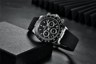 PAGANI DESIGN Top Brand New Rubber Strap Chronograph Watch Men Quartz Wristwatch Luxury Sapphire Glass Sports Watch Men Relogio ALODIA STORE