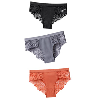 3 Pcs Cotton Panties Sexy Panty Briefs Lace Panties Women Underwear Lingerie Panties for Female Ladies Floral Pantys Underpants ALODIA STORE