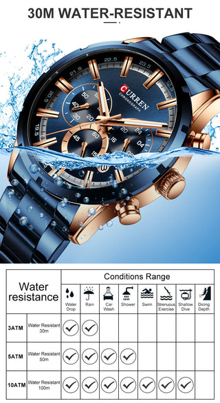 CURREN Men Watch Top Brand Luxury Sports Quartz Mens Watches Full Steel Waterproof Chronograph Wristwatch Men Relogio Masculino ALODIA STORE
