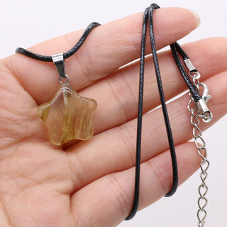 40cm Natural Five-pointed Star Shape Agates Tiger Eye Clear Quartzs Stone Pendant Necklace for Women Jewelry Gift Size 20x20mm ALODIA STORE