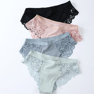 3 Pcs Cotton Panties Sexy Panty Briefs Lace Panties Women Underwear Lingerie Panties for Female Ladies Floral Pantys Underpants ALODIA STORE