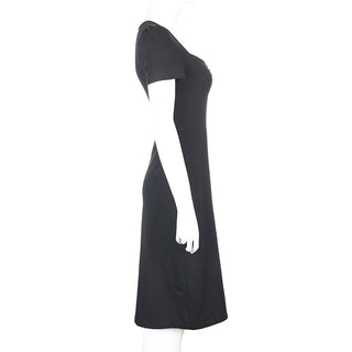 Summer Dress Women Square Collar Ruched Korean ALODIA STORE