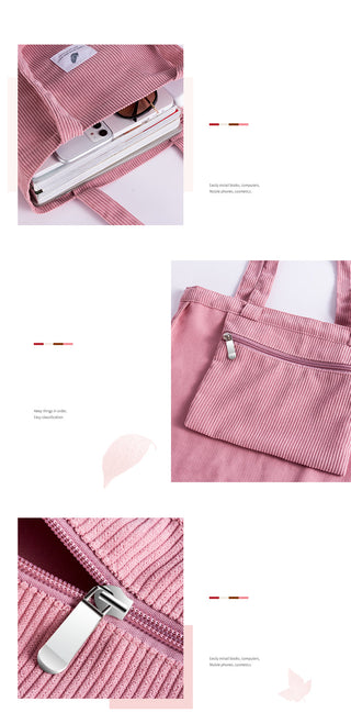 MABULA High Quality Casual Corduroy Tote Bag Environmental Soft  Shopping Bags Autumn Foldable Storage Grocery Handbag for Women ALODIA STORE