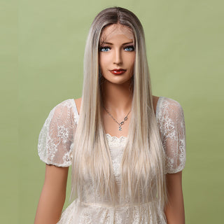 EASIHAIR Bright Blonde Lace Front Wigs Long Straight Natural Hair Wigs for Women Lace Frontal Synthetic Wig Heat Resistant ALODIA STORE