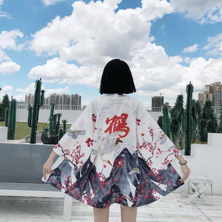 Haori Yukata Men Korean Samurai Japanese Kimono Traditional Clothing Vintage Crane Anime Kimono Beach Girls Cosplay Dress Shirts ALODIA STORE