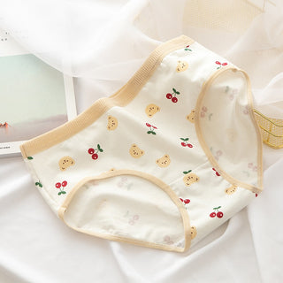 2021 Women Cotton Underwear Japanese Cute Briefs Mid Waist Seamless Underpants Cute Cartoon Panties Female Cotton Lingerie ALODIA STORE