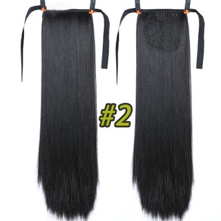 Allaosify Long Straight Clip In Hair Fake Hair Ponytail Hairpiece With Hairpins Synthetic Hair Pony Tail Brown Hair Extensions ALODIA STORE