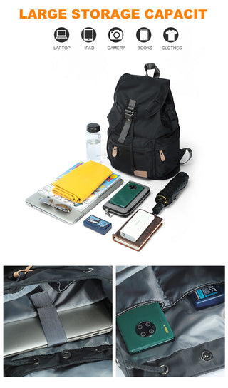 Backpack Unisex Vintage Casual Rucksack 17inch Laptop Backpack W/ USB Charging Port Schoolbag Student Mochia ALODIA STORE