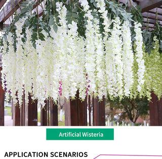 12Pcs Wisteria Artificial Flower Rattan Wreath Arch Wedding Home Garden Office Decoration pendant Plant Wall Decoration ALODIA STORE