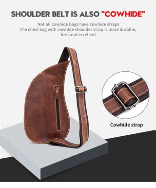 BULLCAPTAIN Leather Crossbody Bag Men Crazy Horse Leather Chest Bags New Fashion Multi-function card bag's mobile phone bages ALODIA STORE