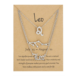 3Pcs/set 12 Zodiac Sign Necklace For Women 12 Constellation Pendant Chain Choker Birthday Jewelry With Cardboard Card ALODIA STORE
