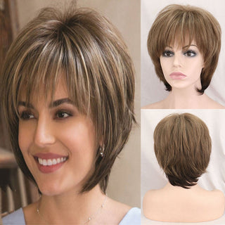 WHIMSICAL W Synthetic Women Mixed Blonde Brown Short Wigs Natural Hair Wigs Heat Resistant Hair Wig for Women ALODIA STORE