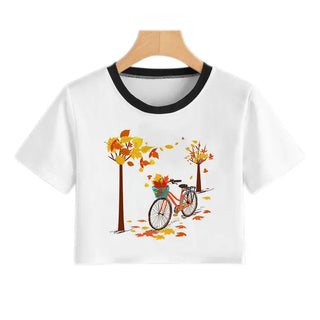 Summer fashion Harajuku Sexy tank Crop Top White T Shirt Clothes Women Cute Korean Style Graphic printed Croptop Short sleeve ALODIA STORE