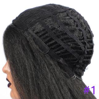 Long Kinky Straight Synthetic Wigs for Black Women Black Brown Blonde Ginger Red White Hair Afro Wigs Synthetic STW Hair Wigs ALODIA STORE