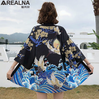 Haori Yukata Men Korean Samurai Japanese Kimono Traditional Clothing Vintage Crane Anime Kimono Beach Girls Cosplay Dress Shirts ALODIA STORE