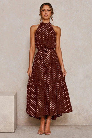 Summer Long Dress Polka Dot Casual Dresses Black Sexy Halter Strapless New 2023 ALODIA STORE
