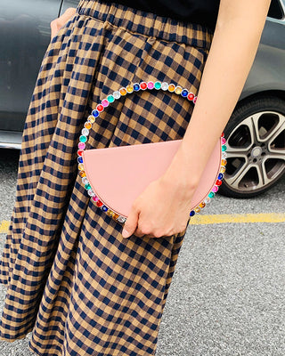 Luxury Colored Diamond Half Moon Women Purses and Handbags Evening Bag Serpentine Designer Party Clutch Bag Chic Wedding Bag ALODIA STORE