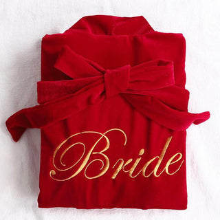 Women Sexy Bride Wedding Robe Sleepwear Velvet Intimate Lingerie women sexy ALODIA STORE