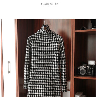 Bird lattice Turtleneck Basic Soft Sweater Dress Korean ALODIA STORE