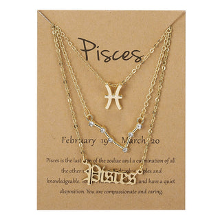3Pcs/set 12 Zodiac Sign Necklace For Women 12 Constellation Pendant Chain Choker Birthday Jewelry With Cardboard Card ALODIA STORE