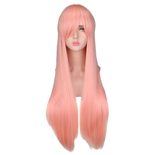QQXCAIW Long Straight Cosplay Wig Black Purple Pink Blue Sliver Gray Blonde White Orange Brown Synthetic Hair Wigs ALODIA STORE