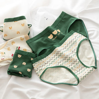 2021 Women Cotton Underwear Japanese Cute Briefs Mid Waist Seamless Underpants Cute Cartoon Panties Female Cotton Lingerie ALODIA STORE