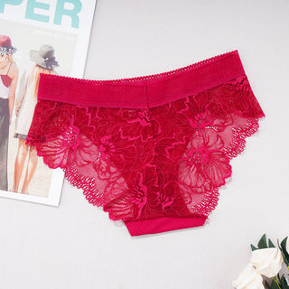 3Pcs/Lot Lace Panties Sets Ice Silk Seamless Underwear Female Transparent  Briefs Mid-Rise Lady Panty Woman Lingerie ALODIA STORE